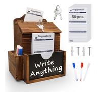 Caja de propuestas con 50 tarjetas de propuesta, caja de donación con cerradura, buzón de madera, caja de señalización, caja de valía, caja de pared montada en pared con chalkboard Wood Suggestion Box