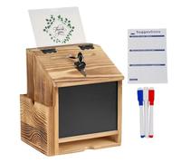 Caja de propuestas con cerradura, con un candado montado en la pared para guardar monedas de madera y como herramienta para recaudación de fondos, caja de propuestas para colección de propinas, para