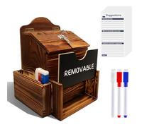 Caja de propuestas de madera, 50 tarjetas de propuestas, caja de donación con cerradura, cajas de propuestas de madera con ranura, llaves y cerradura, buzón de madera para restaurante, escuela