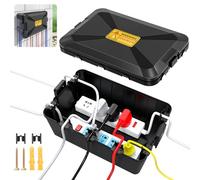 Caja De ProteccióN para Conexiones EléCtricas con 7 Salidas De Cables,IP54(32x22x13 cm),Caja De Cables Impermeable para Cables De ExtensióN, Enchufes De JardíN, Temporizador para Exteriores