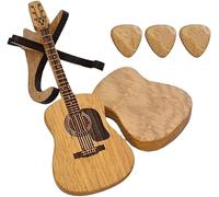Caja de púas de guitarra acústica de madera con soporte, caja de guitarra personalizada for púa, soporte for púas de guitarra con estuche, caja de púas de guitarra con soporte 3 púas de guitarra