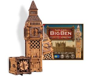 Caja de Puzzle de Madera Big Ben - Puzzle 3D para Adultos Tipo Escape Room | Rompecabezas Difícil y Caja Mecánica Estilo Cluebox | Sin Pegamento