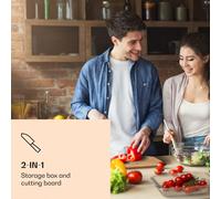 Caja de rebanar con tapa 1,6 litros Juego de 2 de cristal de bambú resistente al calor Klarstein