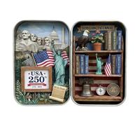 Caja de recuerdo portátil de diorama de bolsillo del 250 aniversario 1776-2026 Semiquincentenario para veteranos patriotas Memorial Day
