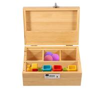 Caja de recuerdos, 25 x 18 x 11 cm, caja decorativa de madera con cerradura de combinación y divisor ajustable, cofre del tesoro versátil, caja de almacenamiento para estudio, dormitorio y oficina