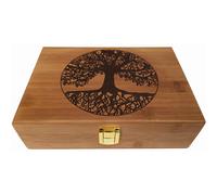 Caja de recuerdos Blake & Lake "" rbol de la Vida"" - Caja de recuerdos de madera con tapa abatible - Dise o grabado - Cajas decorativas de madera