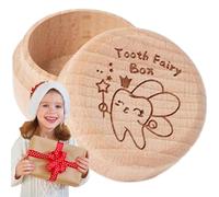 Caja de recuerdos de dientes, Caja de hada de los dientes - Caja de recuerdo de bebé de madera para dientes - Contenedor de dientes para niño o niña, regalo de caja de almacenamiento, regalos
