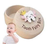 Caja de recuerdos de dientes, Caja de hada de los dientes - Caja de recuerdo de bebé de madera para dientes - Regalo de recuerdo para niño niña, contenedor de dientes para cumpleaños, baby shower, p