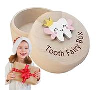 Caja de recuerdos de dientes de madera - Contenedor de memoria de dientes de leche para niño o niña | Regalo de soporte de dientes grabado para baby shower o cumpleaños, organizador de hitos infantile