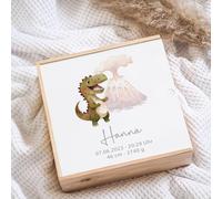 Caja de recuerdos de madera Baby Dino T-Rex, caja de recuerdos de regalo para bebé, regalo de nacimiento personalizado, regalo de nacimiento personalizado