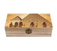 Caja de recuerdos de madera del Antiguo Egipto, caja decorativa de almacenamiento de recuerdos con tapa abatible, pequeñas cajas de joyería para guardar regalos, fotos, cartas, cápsula del tiempo