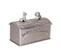 Caja de recuerdos para bebé de primera calidad para primer diente y rizo, soporte de memoria de aleación de zinc plateado vintage con figuras de jirafa y elefante, idea de regalo para recién nacidos