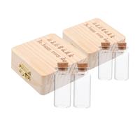 Caja de Recuerdos para Primer Corte de Pelo y Cordón Umbilical | 1 Juego, Beige, Madera y Vidrio, Gran Capacidad y Espacio Amplio, para Recién Nacidos y Familias