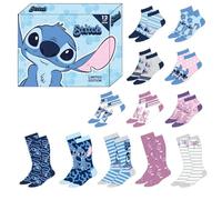Caja De Regalo 12 Calcetines Stitch Disney Edición Limitada Talla 35/41
