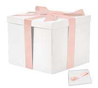 Caja de regalo blanca con tapa, 23 x 23 x 18 cm, juego de caja de regalo de cumpleaños, caja de regalo de cumpleaños, para cumpleaños, graduaciones, aniversarios, Navidad, Halloween, día de San