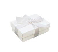 Caja de regalo blanca con tapa | Elige tu cinta de color | Pequeñas cajas de regalo de cumpleaños o regalos de bebé | Tamaño 148 x 105 x 50 mm (cinta plateada 84)