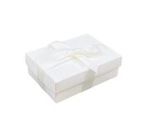 Caja de regalo blanca con tapa | Elige tu cinta de color | Pequeñas cajas de regalo para regalos, cumpleaños o regalos de bebé | Tamaño 148 x 105 x 50 mm (cinta marfil 50)