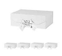 Caja de regalo blanca de 10 x 7.3 x 3.5 pulgadas, caja decorativa con cinta, caja de regalo vacía con tapa cierre magnético, caja de padrino de boda, cajas de regalo plegables rectangulares para