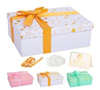 Caja de regalo blanca de estrella con tapa, 25 x 18 x 9 cm, cajas de regalo de lujo medianas y grandes para regalos, caja de regalo vacía de cartón para cumpleaños, Navidad, San Valentín, caja de