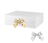 Caja de regalo blanca extragrande de 19 x 16 x 6 pulgadas, caja de regalo con cinta, caja de regalo con tapa cierre magnético, caja de propuestas de padrino de novio, cajas de regalo rectangulares plegables para vestido de boda (blanco mate)