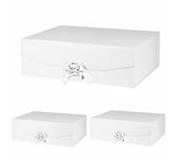 Caja de regalo blanca extragrande de 19 x 16 x 6 pulgadas, caja de regalo con cinta, caja de regalo con tapa cierre magnético, caja de propuestas de padrino de novio, cajas de regalo rectangulares plegables para vestido de boda (blanco mate)
