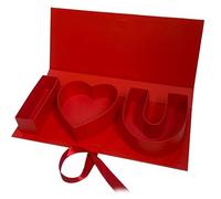 Caja de regalo con forma de corazón con texto "I Love You", Empty Fillable Cardboard Flower & Chocolate Packaging, Red Letter Box for Valentine's Day, Anniversary, Wedding