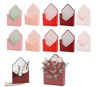 Caja de Regalo con Sobre Rojo for El Día de San Valentín, Cajas for Sobres, Caja de Flores Decorativa con Diseño de Cartas de Amor, Soporte de Mano Plegable, Regalo for El Día(Mixed,10pcs)