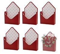 Caja de Regalo con Sobre Rojo for El Día de San Valentín, Cajas for Sobres, Caja de Flores Decorativa con Diseño de Cartas de Amor, Soporte de Mano Plegable, Regalo for El Día(Burgundy,5pcs)