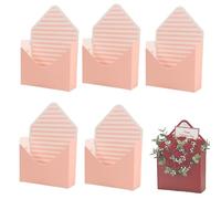 Caja de Regalo con Sobre Rojo for El Día de San Valentín, Cajas for Sobres, Caja de Flores Decorativa con Diseño de Cartas de Amor, Soporte de Mano Plegable, Regalo for El Día(Pink,5pcs)