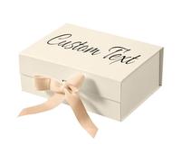 Caja de Regalo con Superficie Escribible para Dedicar tu Mensaje - Montaje Rápido Sin Pegamento, Ideal para San Valentín, Novia y Ocasiones Especiales, 22x16,5x9 cm (Blanco marrón)