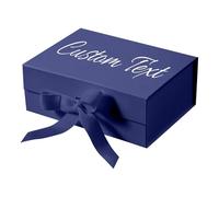 Caja de Regalo con Superficie Escribible para Dedicar tu Mensaje - Montaje Rápido Sin Pegamento, Ideal para San Valentín, Novia y Ocasiones Especiales, 22x16,5x9 cm (Azul oscuro)