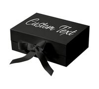 Caja de Regalo con Superficie Escribible para Dedicar tu Mensaje - Montaje Rápido Sin Pegamento, Ideal para San Valentín, Novia y Ocasiones Especiales, 22x16,5x9 cm (Negro)