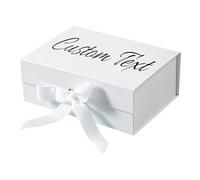 Caja de Regalo con Superficie Escribible para Dedicar tu Mensaje - Montaje Rápido Sin Pegamento, Ideal para San Valentín, Novia y Ocasiones Especiales, 22x16,5x9 cm (Blanco)