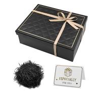 Caja de regalo con tapa 25 x 9 x 18 cm, caja de cartón de regalo, caja de regalo grande, cajas de regalo, caja decorativa, caja de regalo para regalos, con papel triturado, tarjetas (negro)