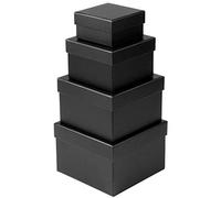 Caja de regalo con tapa cuadrada de papel para joyas, caja de almacenamiento pequeña, juego de 4 tamaños surtidos, adecuado para regalos, juguetes, caja de embalaje de regalo, color negro