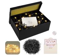 Caja de regalo con tapa para cumpleaños, bodas y días festivos: TAIHOBO Caja de regalo con luz de tarjetas de felicitación de rafia, 22,5 × 16 × 8,5 cm, caja de regalo pequeña, caja de regalo para