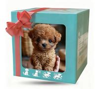 Caja de Regalo con temática de Mascotas Que Contiene un Peluche Interactivo con Forma de Perro con Cinta Decorativa, Que Camina, ladra, Mueve la Cola, se Sienta y Corre. Regalo electrónico para #D