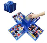 Caja de regalo creativa de 5 capas, caja sorpresa de 19,5 x 19,5 cm, caja explosiva para fotos y pequeños regalos creativos para San Valentín, cumpleaños, aniversario de boda (azul)