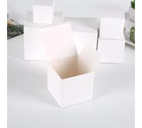 Caja de regalo cuadrada de varios tamaños, caja de papel Kraft, color negro, blanco y marrón, caja de propuesta for fiesta de cumpleaños nupcial, 20/50 Uds.(Color:White,Size:50PCS_7X7X7CM)