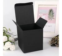 Caja de regalo cuadrada de varios tamaños, caja de papel Kraft, color negro, blanco y marrón, caja de propuesta for fiesta de cumpleaños nupcial, 20/50 Uds.(Color:Black,Size:50PCS_14X14X14CM)