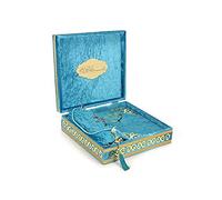 Caja de regalo cubierta de terciopelo islámico de lujo, juego de 4 piezas de lujo con elegante terciopelo cubierto de Corán y cuentas de oración Tesbih y alfombra de oración, petróleo