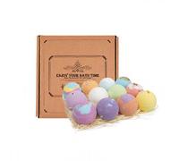 Caja de regalo de 12 bolas de sales de baño que hidratan la piel seca y son perfectas para baños de burbujas y spas. Hechas a mano, so