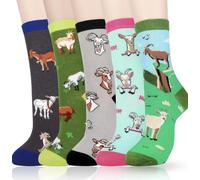 Caja de regalo de calcetines de cabra, 5 pares de calcetines de cabra, regalo para amantes de las cabras, talla 4-7 del Reino Unido