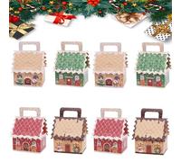 Caja de regalo de casa de campo de las maravillas de Navidad, cajas de regalo de Eve House Wonderland con asa, caja de dulces de papel en forma de casa, caja de embalaje de dulces de casas de papel