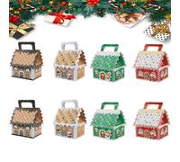 Caja de regalo de casa de campo de las maravillas de Navidad, cajas de regalo de Eve House Wonderland con asa, caja de dulces de papel en forma de casa, caja de embalaje de dulces de casas de papel