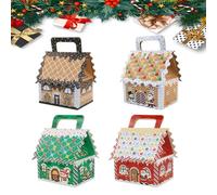 Caja de regalo de casa de campo de las maravillas de Navidad, cajas de regalo de Eve House Wonderland con asa, caja de dulces de papel en forma de casa, caja de embalaje de dulces de casas de papel