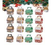 Caja de regalo de casa de campo de las maravillas de Navidad, cajas de regalo de Eve House Wonderland con asa, caja de dulces de papel en forma de casa, caja de embalaje de dulces de casas de papel