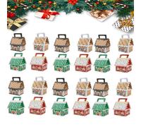 Caja de regalo de casa de campo de las maravillas de Navidad, cajas de regalo de Eve House Wonderland con asa, caja de dulces de papel en forma de casa, caja de embalaje de dulces de casas de papel