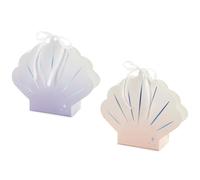 Caja de regalo de concha de 16 x 17 x 5 cm con lazo, juego de 4 unidades, caja de regalo para regalos, regalos de invitados, regalo de boda, cumpleaños infantil, caja pequeña