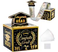 Caja de regalo de dinero para graduación, divertida caja sorpresa con efecto de extracción, para dinero en efectivo, Bachelor & Master | Caja de regalo negra para exámenes